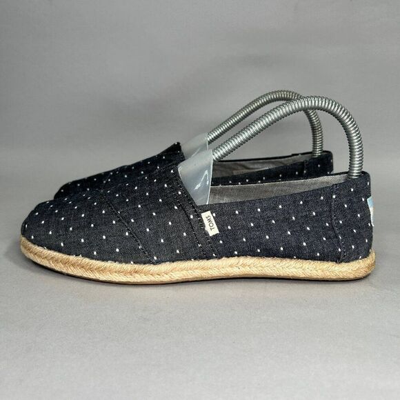Toms Alpargata Shoes Women's Size 6.5 Chambray Dot Espadrille Slip On Loafers - Picture 4 of 12
